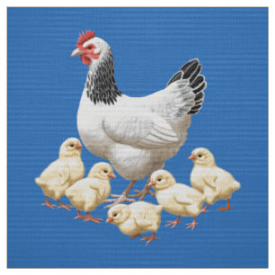 Sussex Chicken Mama Hen und Chicks Stoff