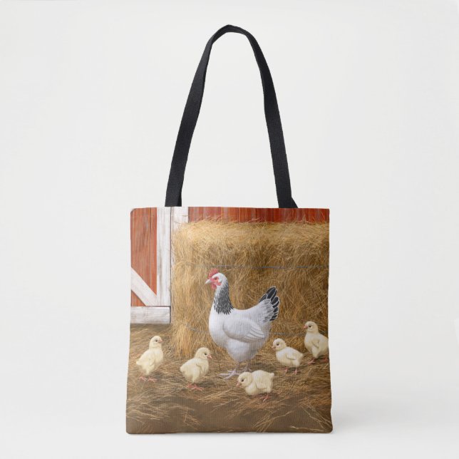 Sussex Chicken Mama Hen und Chicks Tasche (Vorderseite)