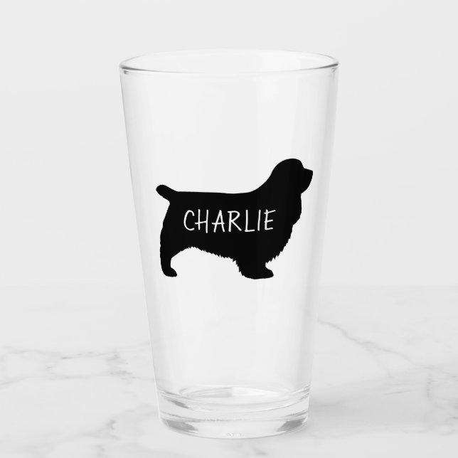 Sussex Spanel Dog Silhouette Personalisiert Glas (Vorderseite)