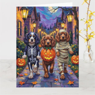 Sussex Spaniel Hunde in Halloween-Kostümen Karte
