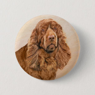 Sussex Spanisch Painting - Niedliche Original Dog  Button