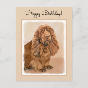 Sussex Spanisch Painting - Niedliche Original Dog  Postkarte