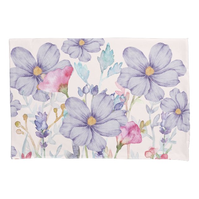 Süßfarbene Blume Rosa und lila Kissenbezug (Vorderseite)