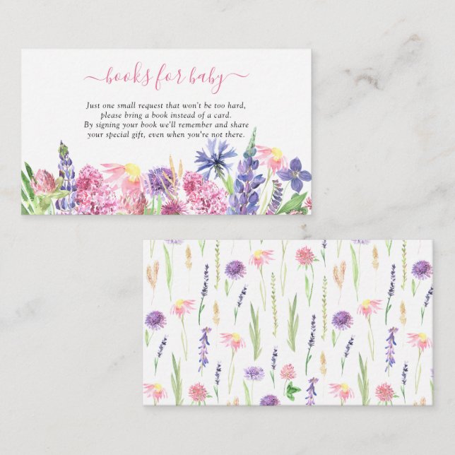 Süßfarbene Wildblumen für Kinder Begleitkarte (Vorne/Hinten)