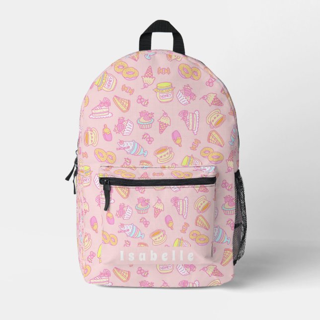 Süßgebäck und Getränke Peach Bedruckter Rucksack (Vorderseite)