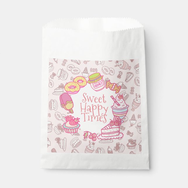 Süßgebäck und Getränke Peach Geschenktütchen (Vorderseite)