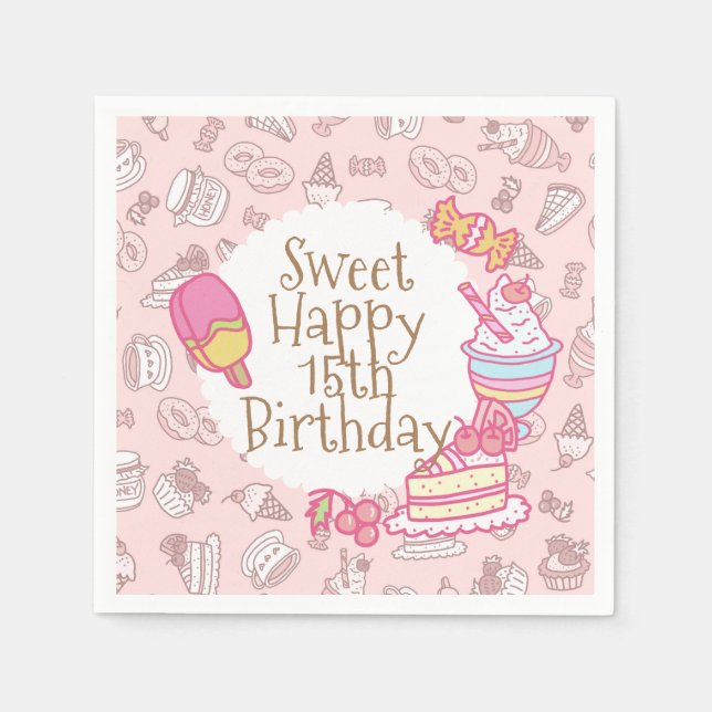 Süßgebäck und Getränke Peach Serviette (Vorderseite)