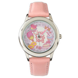 Süßgebäck und Getränke Rosa Armbanduhr