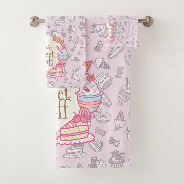 Süßgebäck und Getränke Rosa Badhandtuch Set (Insitu)