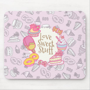Süßgebäck und Getränke Rosa Mousepad