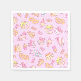Süßgebäck und Getränke Rosa Serviette