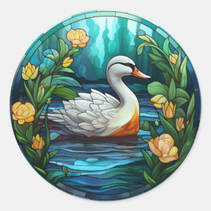 Süßgesteiftes Glas Wilde Enten Runder Aufkleber