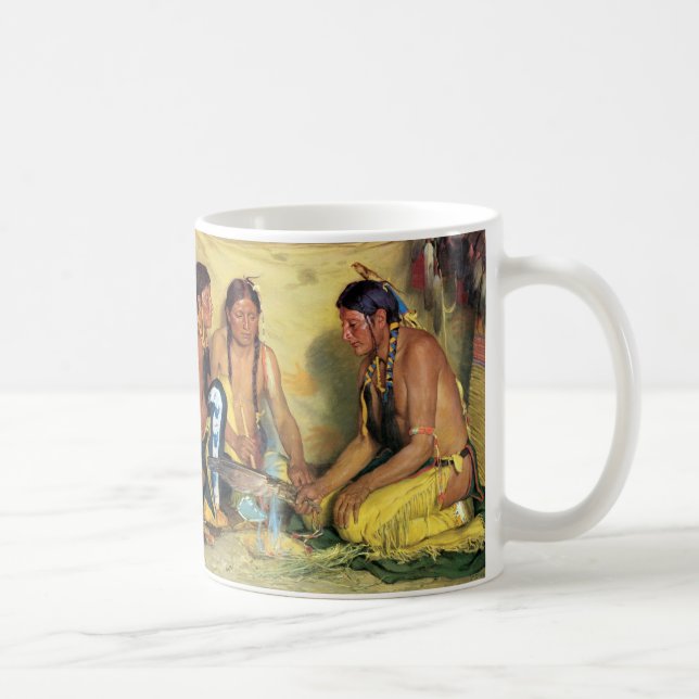 Süßgrasmedizin machen, Schwarzfüßer Zeremonie Kaffeetasse (Rechts)