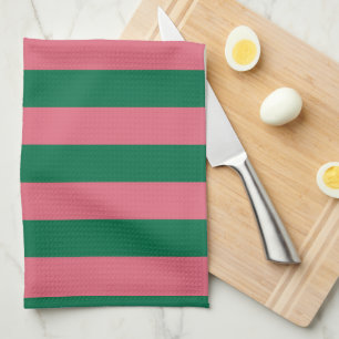 Süßherz-Rosa-Pickle-Grün-Streifen Geschirrtuch