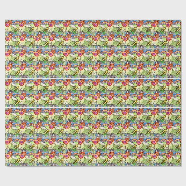 Süßigkeit und Bienen Tessellations-Packpapier Geschenkpapier (Saum)