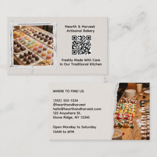 Süßigkeiten Bäckerei mit Bild und QR-Code Visitenkarte
