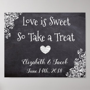 Süßigkeiten-Bar-Schiefertafel-Look Love is Sweet P Poster