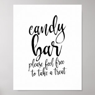 Süßigkeiten-Bar Schwarz-Weiß-Schrift 8x10 Hochzeit Poster