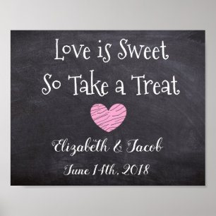 Süßigkeiten-Bar-Tafel-Optik-Liebe-ist-süß-Plakat Poster