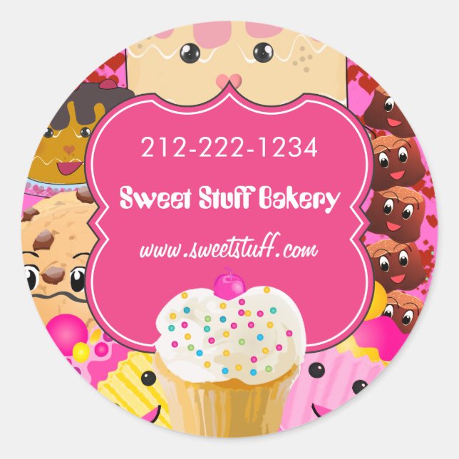 Süßigkeiten Bonbons und Cupcake Aufkleber (Vorderseite)