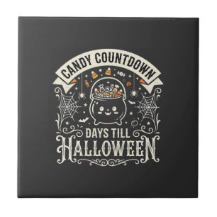 Süßigkeiten Countdown Halloween Vektordesign Fliese