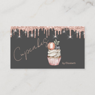 Süßigkeiten Cupcakes Macaron Rose Gold Tropfen Visitenkarte