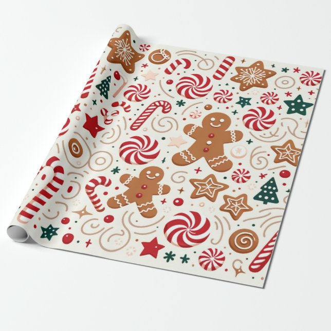 Süßigkeiten des Weihnachtsmanns Geschenkpapier (Ungerollt)