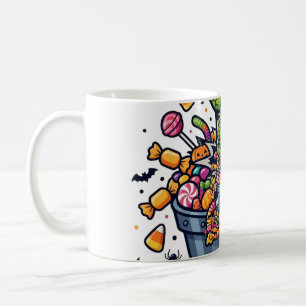 Süßigkeiten-Eimer-Trick-or-Treat-Kunst mit Monster Kaffeetasse