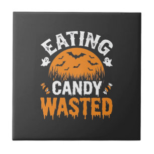 Süßigkeiten Essen Verschwendetes Halloween-Design_ Fliese