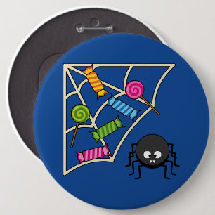 Süßigkeiten fangende Spinne Button