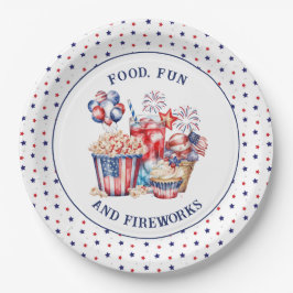 Süßigkeiten & Feuerwerkskörper Patriotic 4. Juli P Pappteller