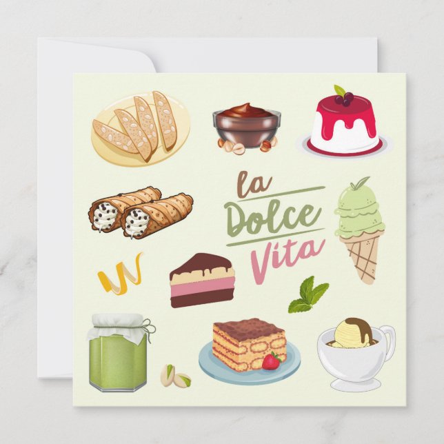 Süßigkeiten für italienische Desserts Karte (Vorderseite)