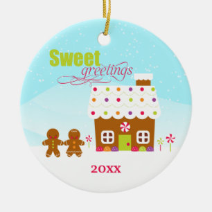 Süßigkeiten Grüße Lebkuchen Haus Foto Verzierung Keramik Ornament