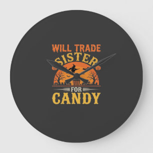 Süßigkeiten Halloween Schwester Handel Design_1 Große Wanduhr