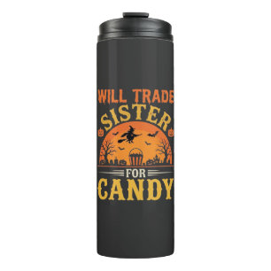 Süßigkeiten Halloween Schwester Handel Design_1 Thermosbecher