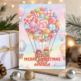 Süßigkeiten-Heißluftballon-Weihnachten-Kinderkarte Feiertagskarte
