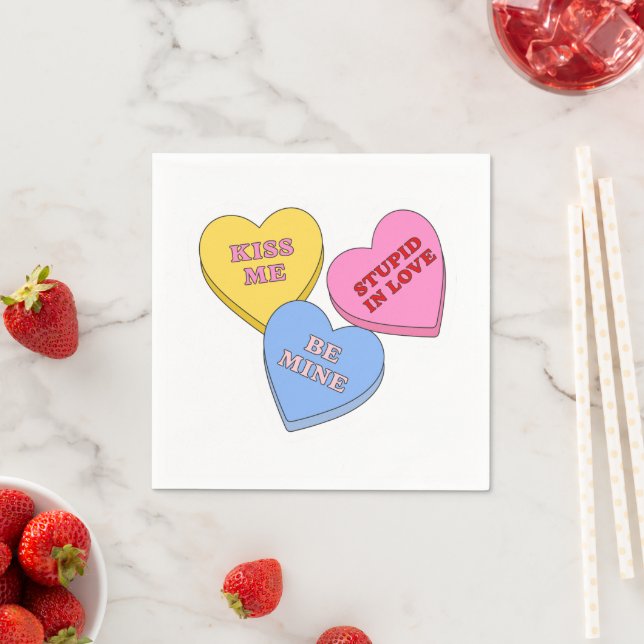 Süßigkeiten-Herzen Valentinstag  Serviette (Beispiel)
