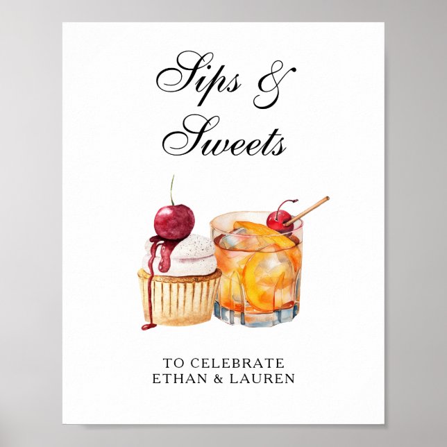 Süßigkeiten Hochzeit Cocktail & Cupcake Poster (Vorne)