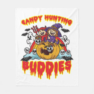 Süßigkeiten jagende Buddies Halloween-Zwillinge-Ko Fleecedecke