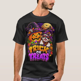 Süßigkeiten-Kürbis-Hund Halloween T-Shirt