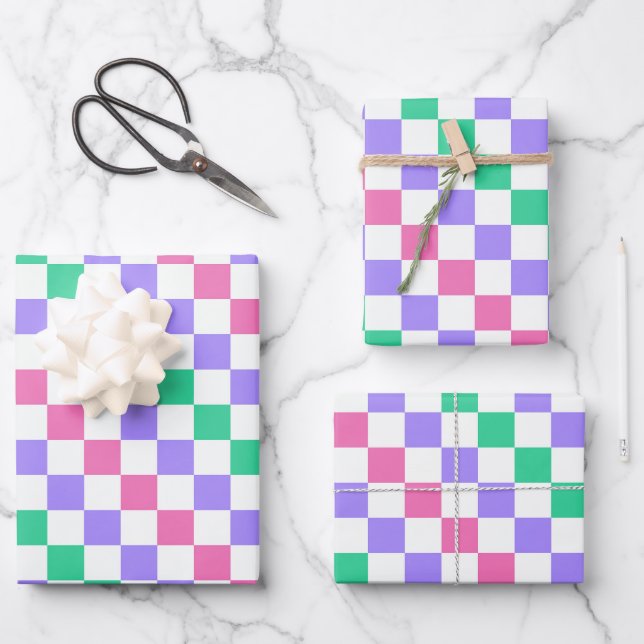 Süßigkeiten-Laden-Diagonal-Karo-Muster Geschenkpapier Set (Vorderseite)