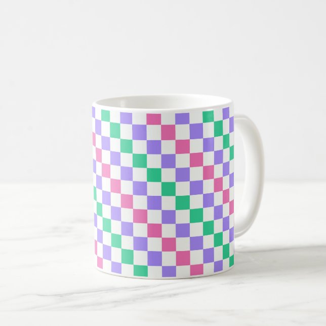Süßigkeiten-Laden-Diagonal-Schachbrettmuster Kaffeetasse (VorderseiteRechts)