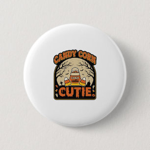 Süßigkeiten-Mais-Schatz Vintage-Halloween-Vektor-D Button