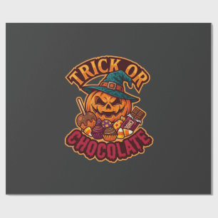 Süßigkeiten oder Saures Halloween-Kürbis-Hexenhut- Geschenkpapier