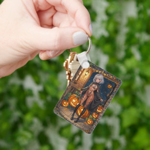 Süßigkeiten oder Saures, tapferes Halloween-Kostüm Schlüsselanhänger