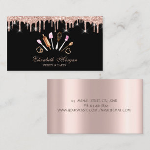 Süßigkeiten, Rose Gold Tropfen Backwerkzeuge Schwa Visitenkarte