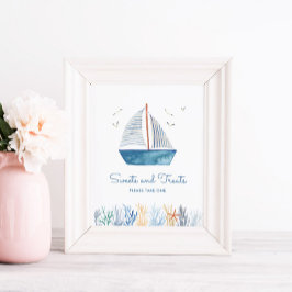 Süßigkeiten Sailboat Kinderduschzeichen Poster