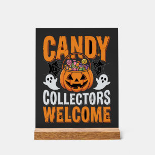 Süßigkeiten Sammler Willkommen Halloween Kürbis Acrylschild