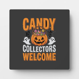 Süßigkeiten Sammler Willkommen Halloween Kürbis Fotoplatte