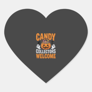 Süßigkeiten Sammler Willkommen Halloween Kürbis Herz-Aufkleber